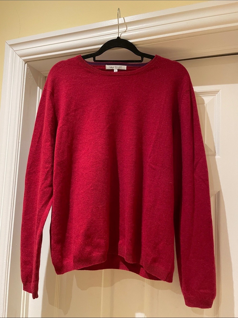 Isle 💯 Cashmere Women's Red Crewneck Sweater Essentials Quiet Luxury XL